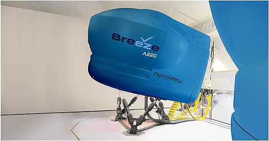 FlightSafety selected by Breeze for A220 and E190 training
